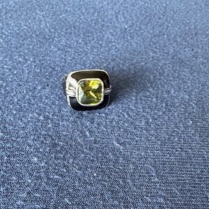 Lia Sophia Black and Silver Ring with Green Gem